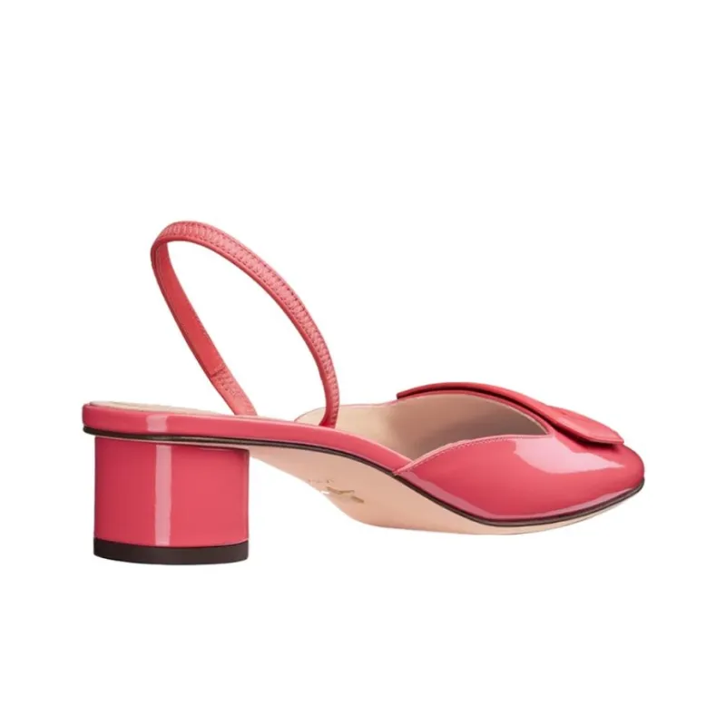 DIOR Chunky Heel High Heels 3.5cm Women's Pink-3