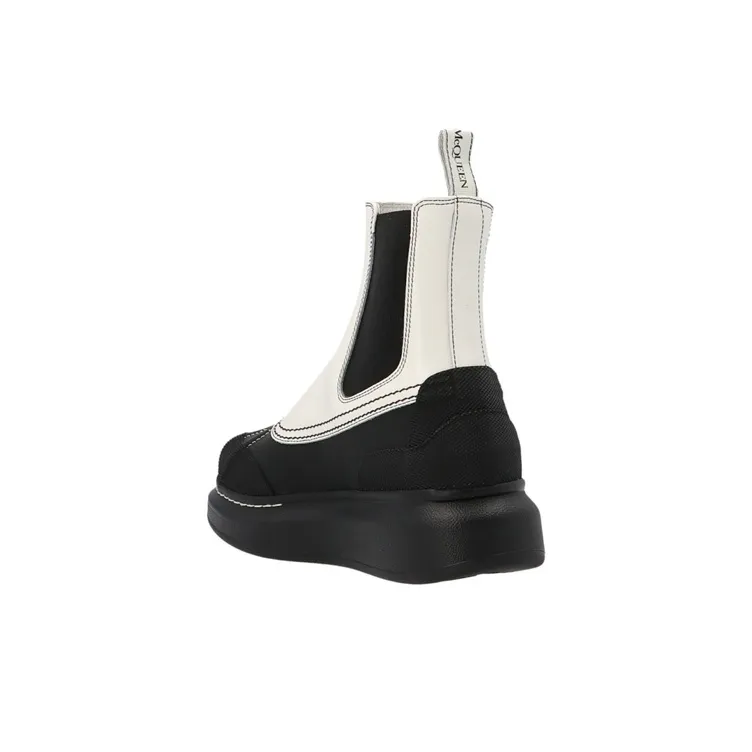 Alexander McQueen Short Chelsea Boots 4cm Women's White Black-2