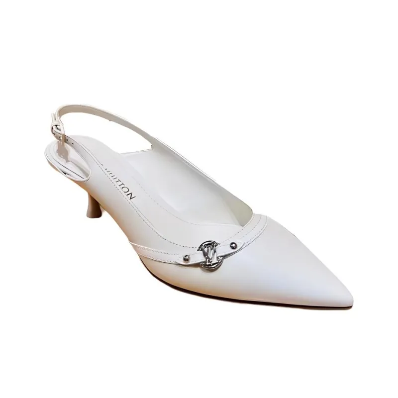 LOUIS VUITTON Slim Heel High Heels Women's White-1