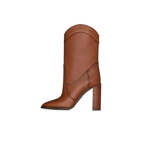SAINT LAURENT KATE Ankle Boots Women's Tan