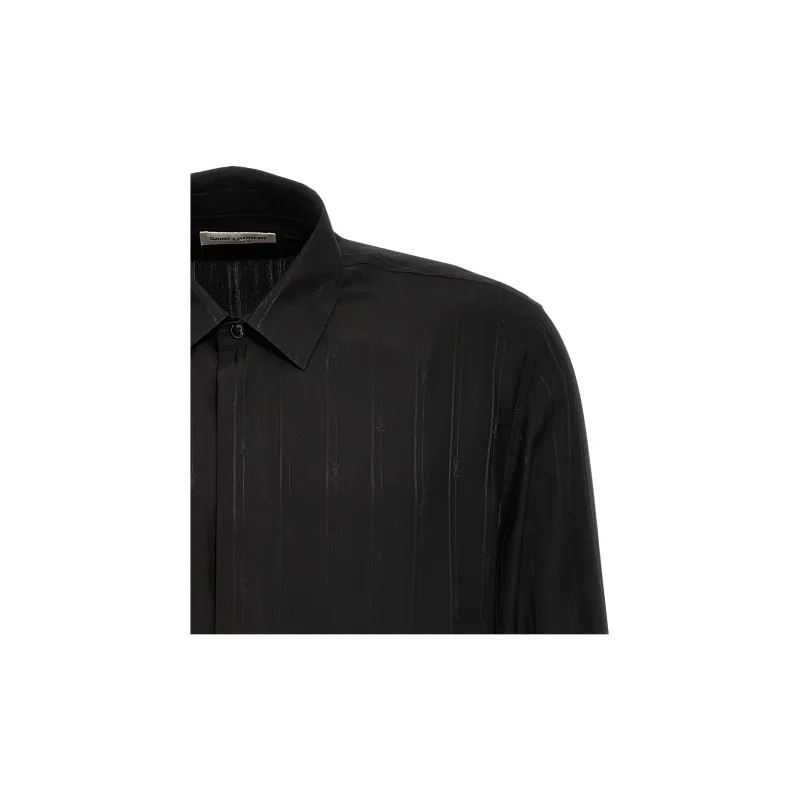 SAINT LAURENT Cassandre Striped Shirt-5