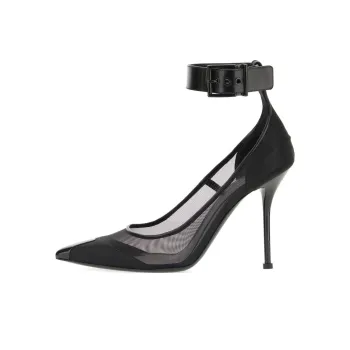 Alexander McQueen Mesh-Panelled Ankle Buckled Pumps