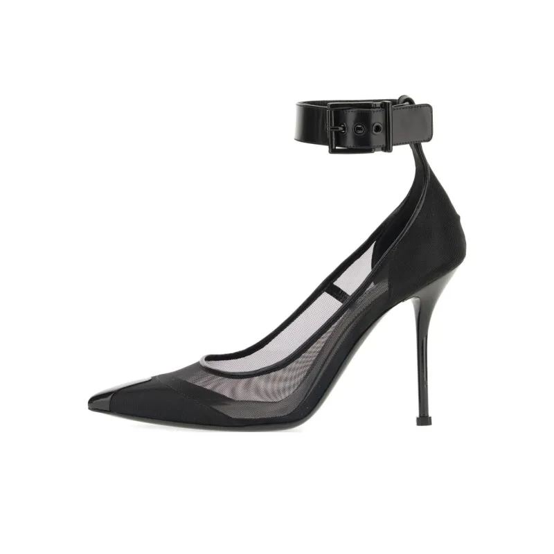 Alexander McQueen Mesh-Panelled Ankle Buckled Pumps-0