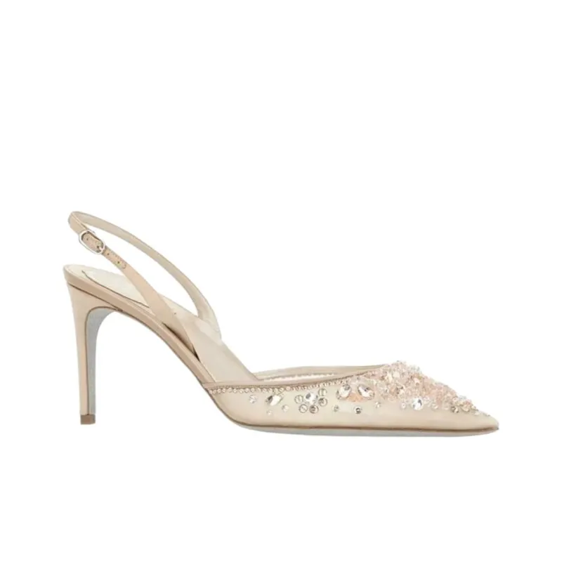 RENE CAOVILLA Slim Heel High Heels 8cm Women's Beige-2