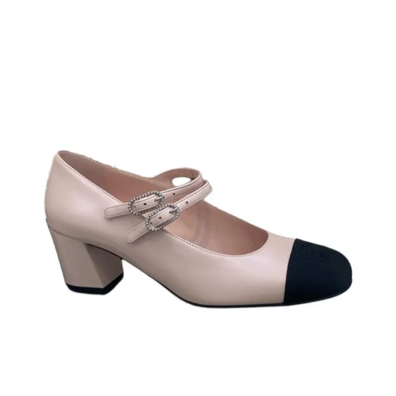 CHANEL Chunky Heel High Heels Women's Pink-1