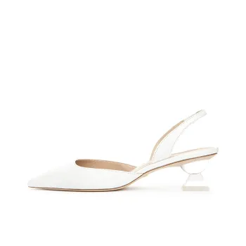 Stuart Weitzman/SW Lucite Sculptural 50 Slingback Pump High Heels Women's White