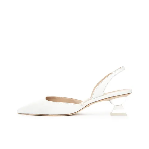 Stuart Weitzman/SW Lucite Sculptural 50 Slingback Pump High Heels Women's White