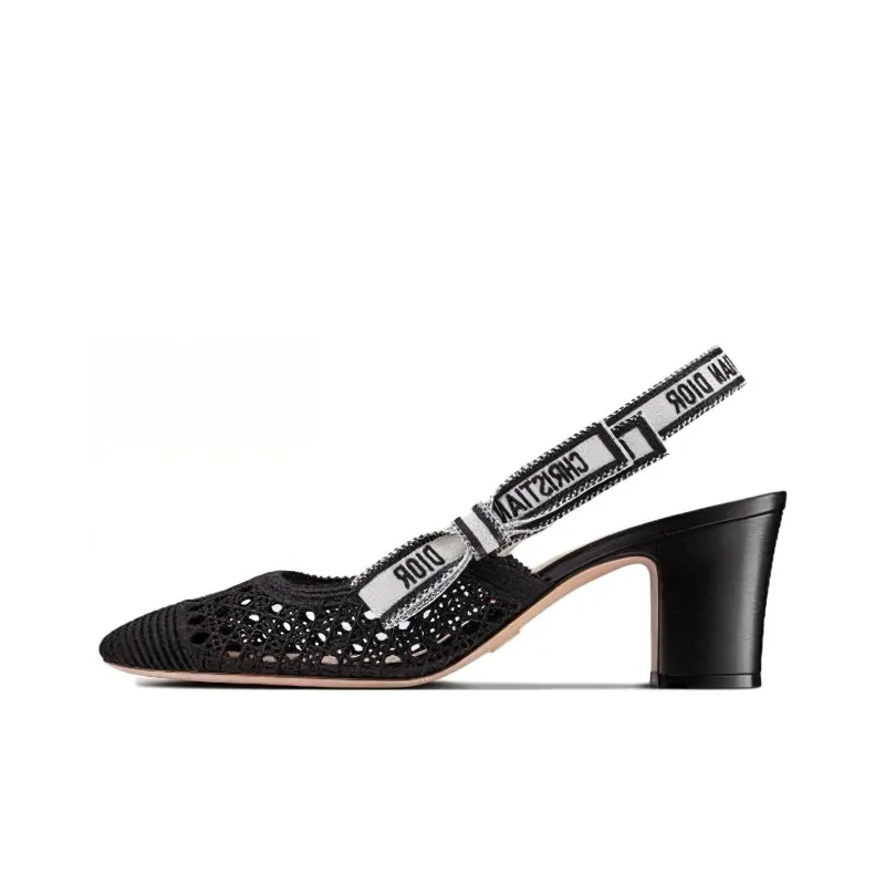 DIOR Moi Block Heel High Heels Women's Black-0