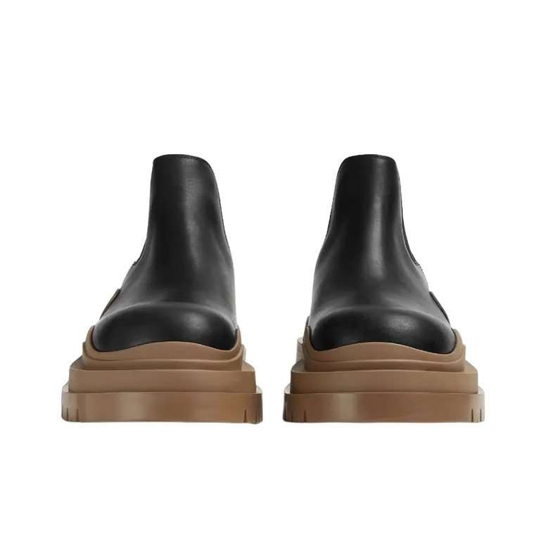 Bottega Veneta Tire Chelsea Short Chelsea Boots Men's Black Brown-2