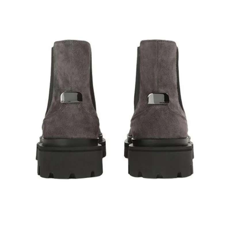 SERGIO ROSSI SR SIGNATURE Short Chelsea Boots Men's Gray-4