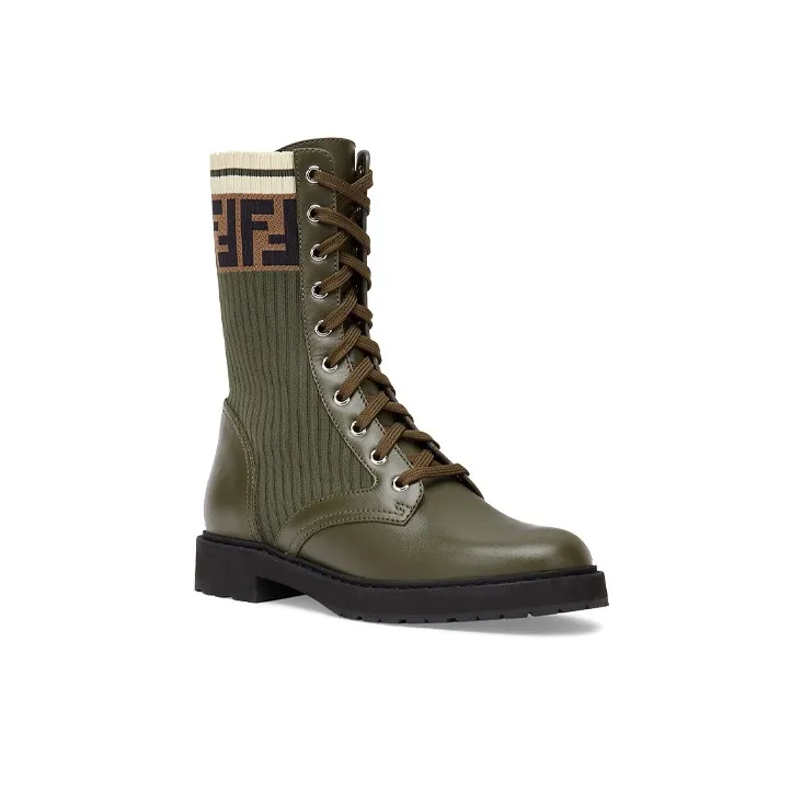 FENDI Rockoko Boots Green Women's-3