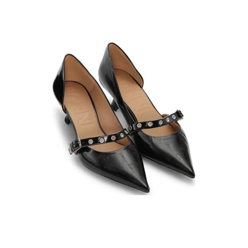 GANNI Eyelet-detail Kitten-heel Pumps-3