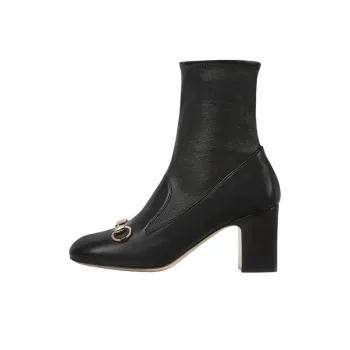 GUCCI Horsebit Ankle Boots 7.5cm Women's Black