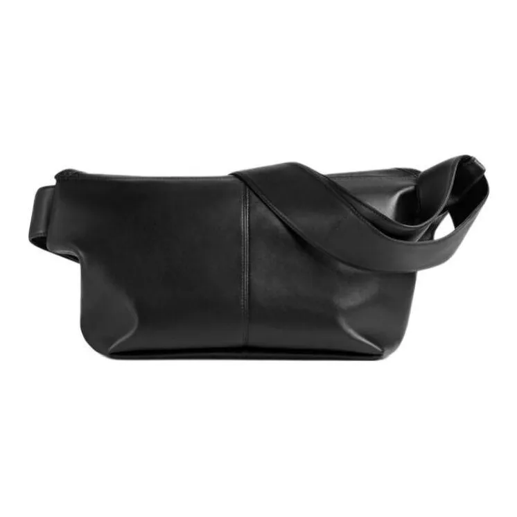 Bottega Veneta Calfskin Crossbody Bag, Shoulder Bag Trumpets Men's Black-2