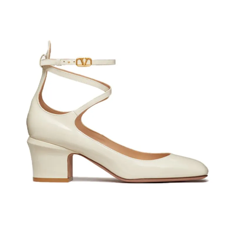 Valentino Tan-Go VLogo Plaque Block Heel Pumps-1