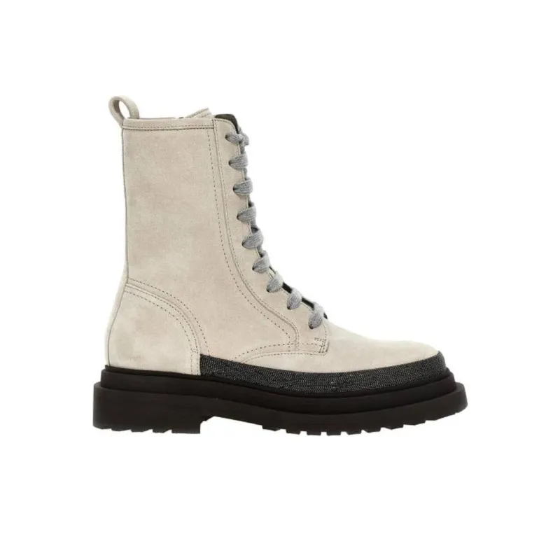 Brunello Cucinelli Monile-Detailed Lace-Up Ankle Boots Women's-1