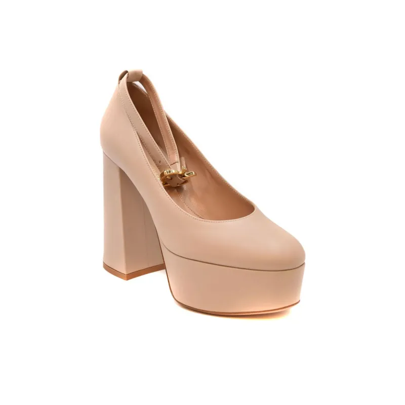 GIANVITO ROSSI Chunky Heel High Heels 7cm Women's Light Brown-2