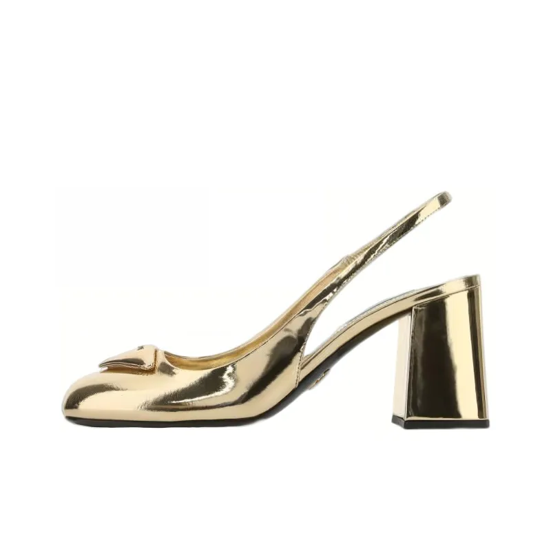 PRADA Chunky Heel Women's Casual Shoes Women's Gold-0
