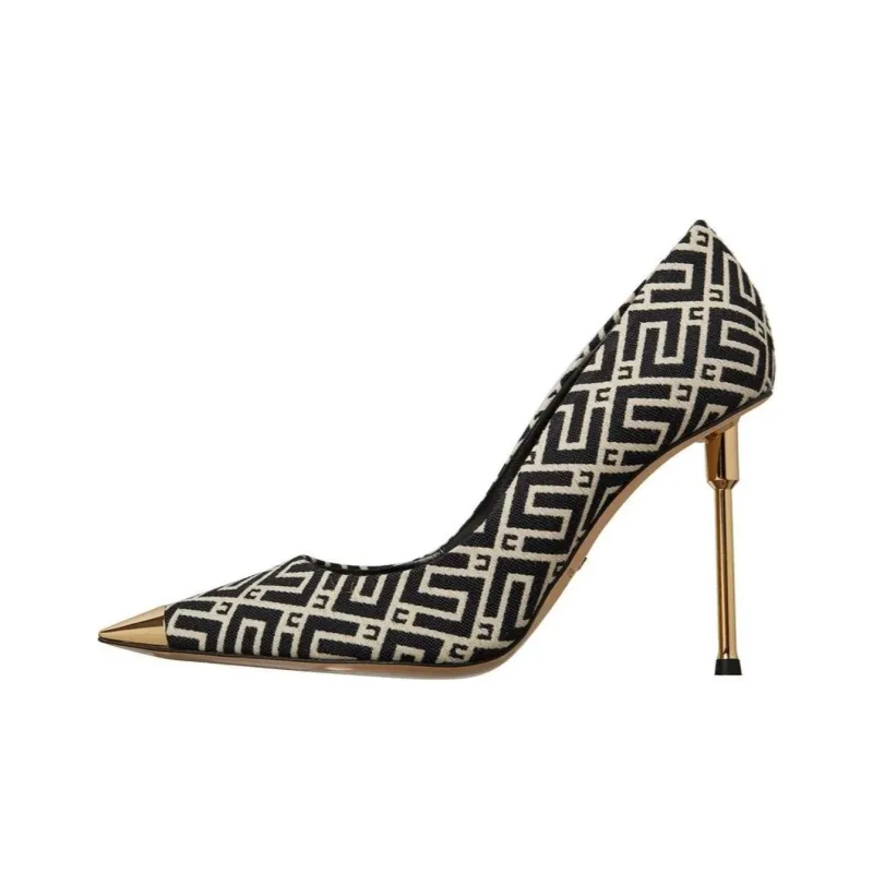 Elisabetta Franchi Slim Heel High Heels 13cm Women's Beige Black-0
