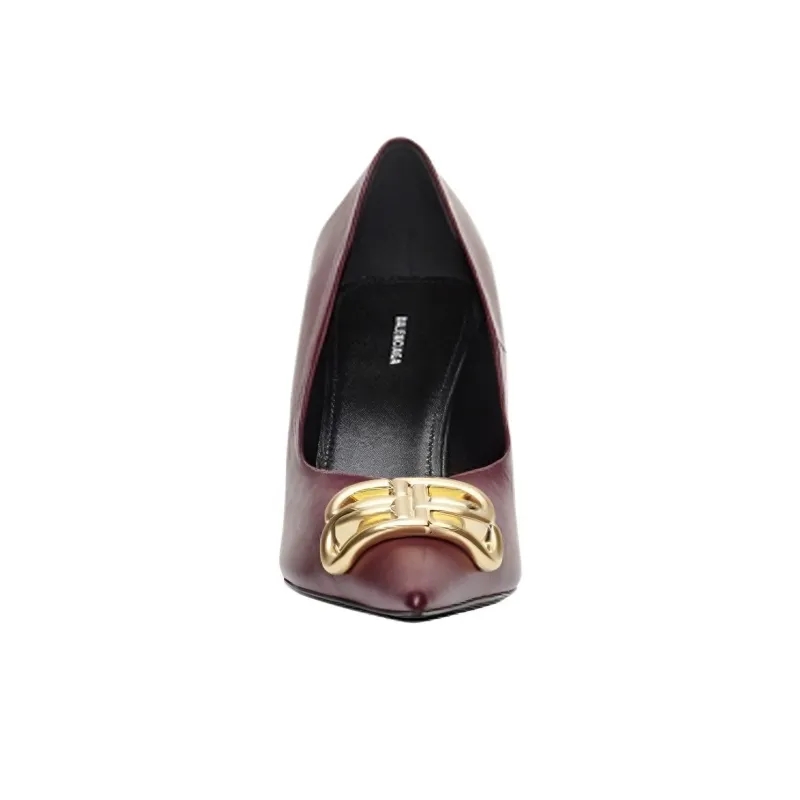 Balenciaga Slim Heel High Heels 8cm Women's Deep Red-2