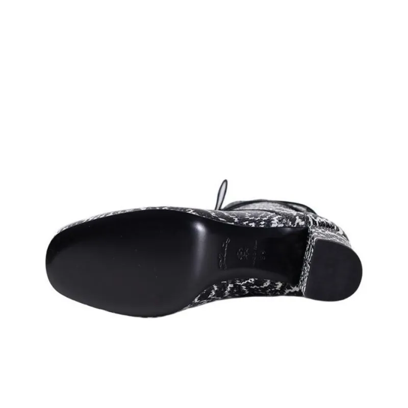 LONGCHAMP Ankle Boots Women's Black White-5