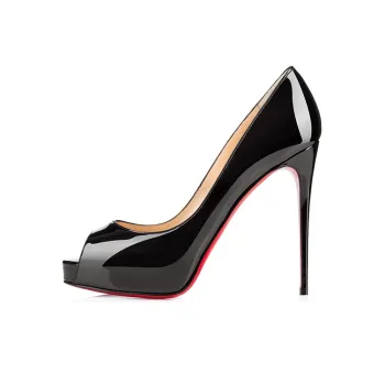 Christian Louboutin New Very Prive 120 Pump Black Patent Leather Women's