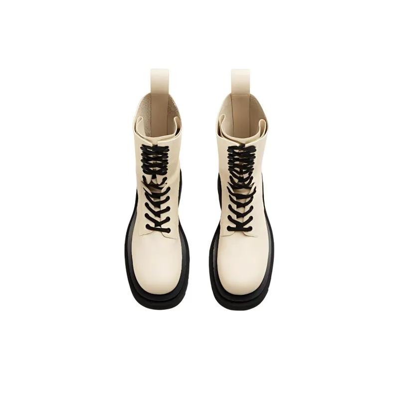 Bottega Veneta Lug Short Mid Calf Ankle Boots Women's Sea Salt Color-3