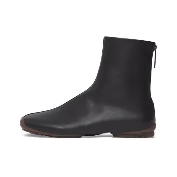 Burberry Phoenix Leather Sock Ankle Boots Black Ebony Brown