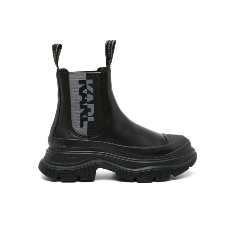 KARL LAGERFELD Logo-patch Leather Ankle Boots-1