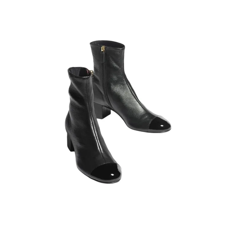 CHANEL Ankle Boots 5cm Women's Black-3