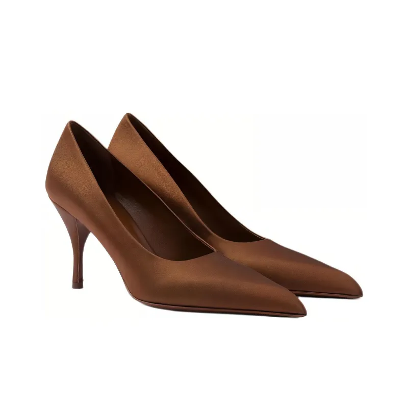 PRADA Slim Heel High Heels 8.5cm Women's Brown-1