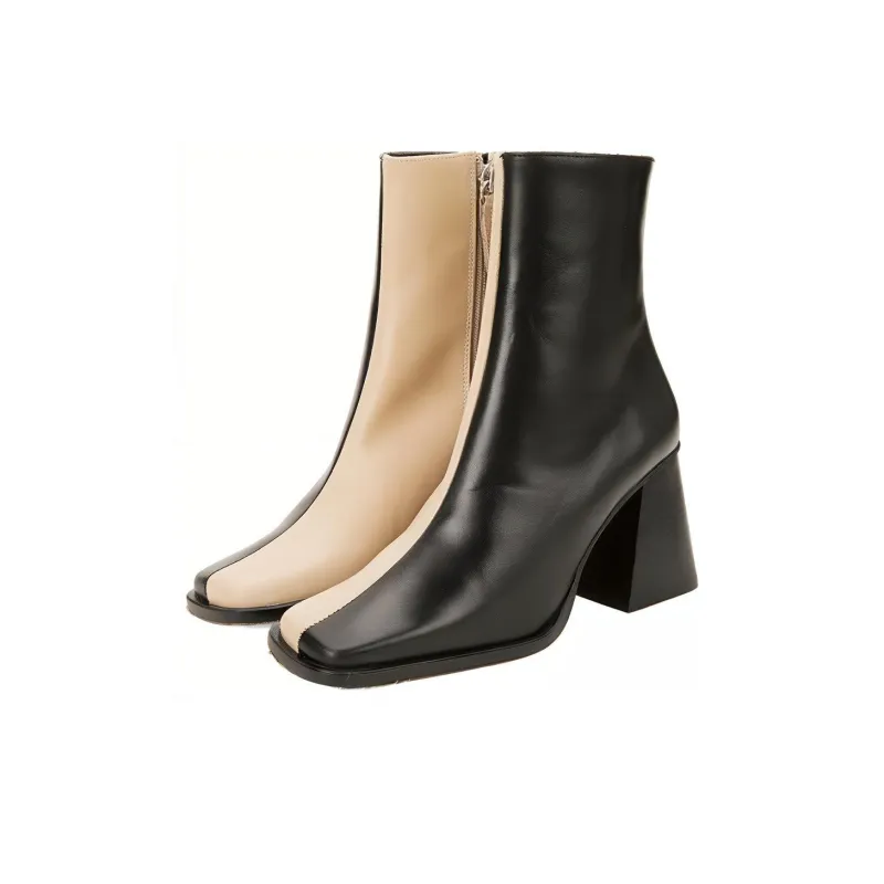 ALOHAS Ankle Boots Women's Beige Black-4