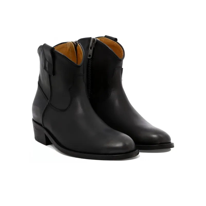 Via Roma 15 Cowboy Leather Ankle Boots-2