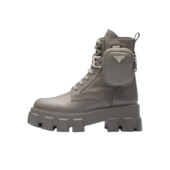 PRADA Monolith Pouch-detail Leather Boots
