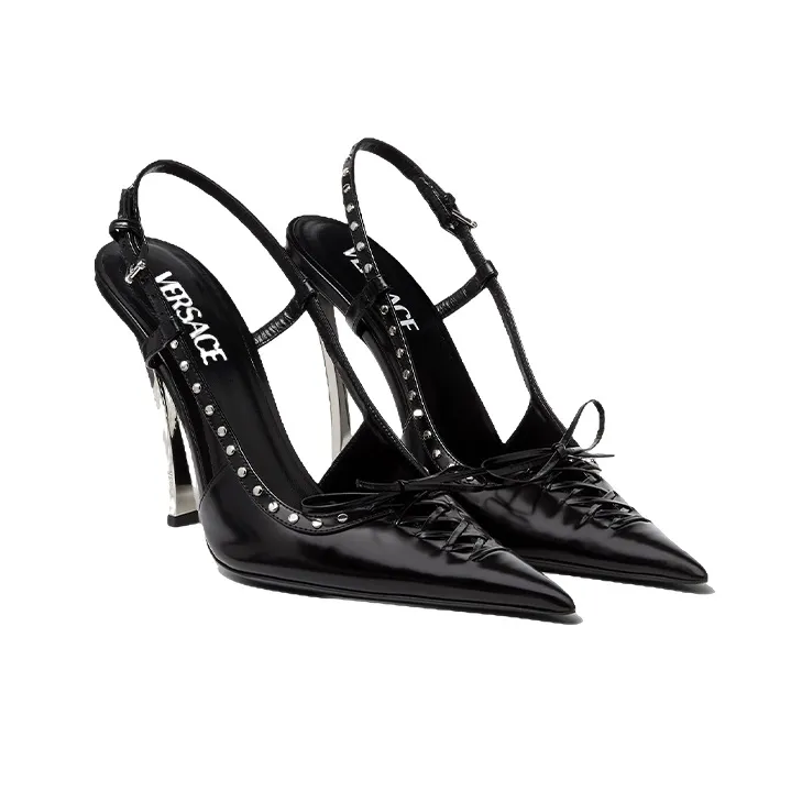 VERSACE Slim Heel High Heels 11cm Women's Black-1