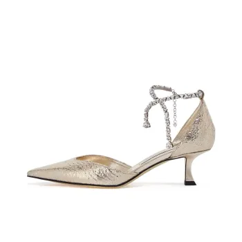 Jimmy Choo Stevie Slim Heel High Heels 5cm Women's Champagne Gold