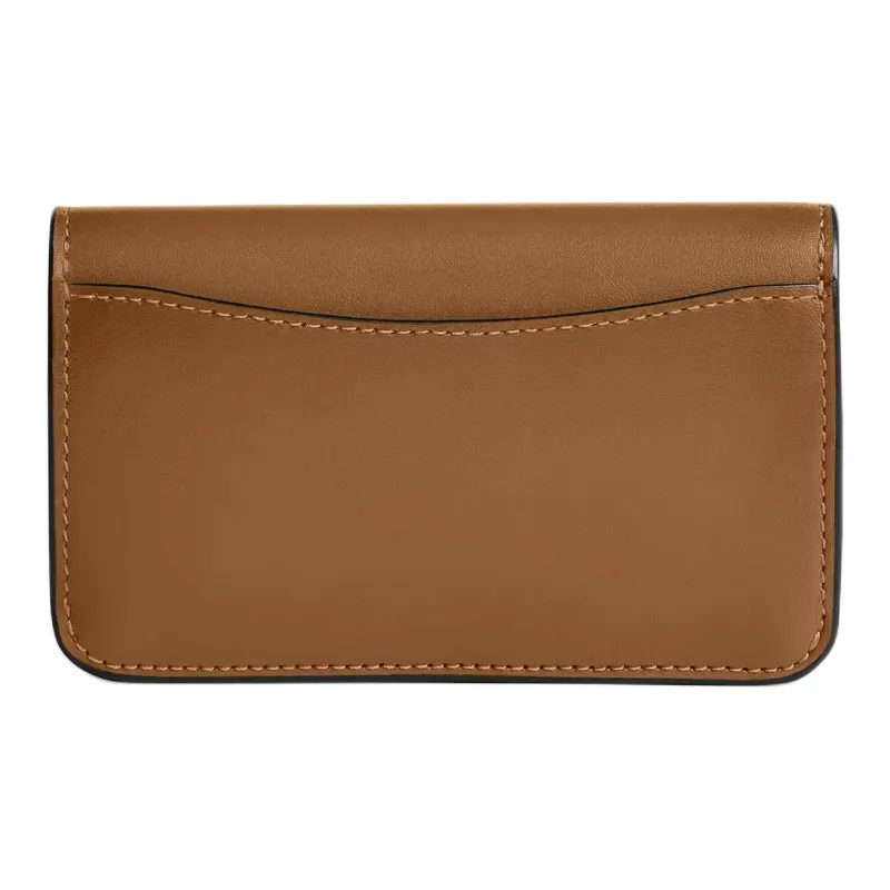 COACH Essential Calfskin Card Holder Mini Women's Brass & Honeys Brown-1