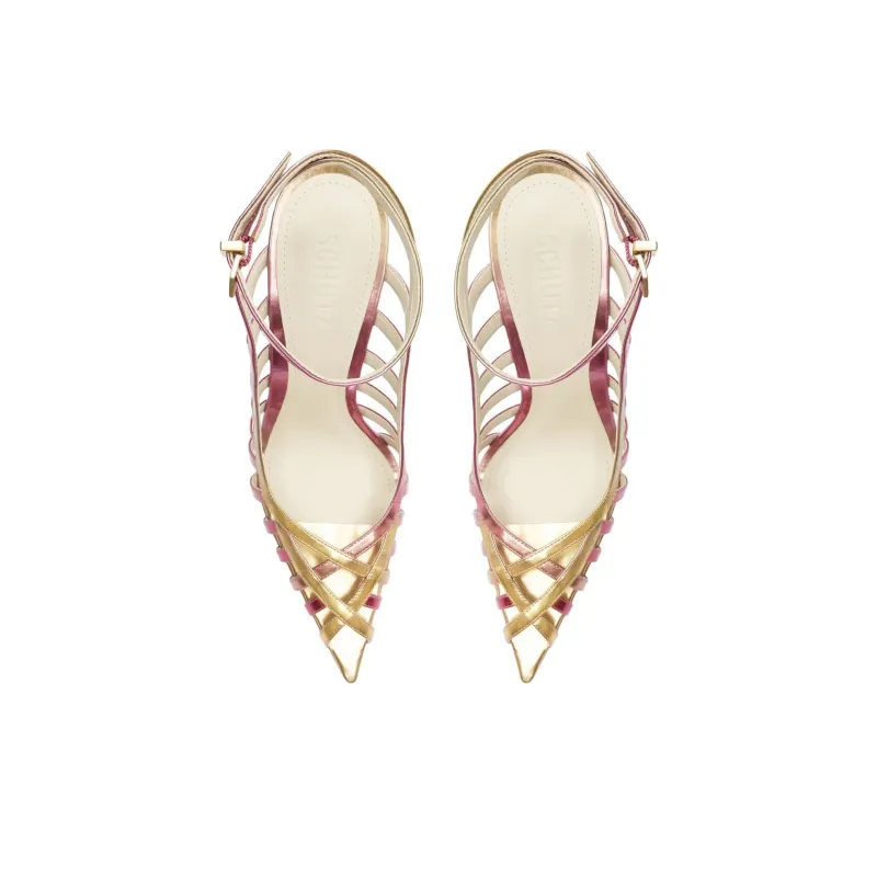 Schutz Iris Slim Heel High Heels 10.5cm Women's Pink-4