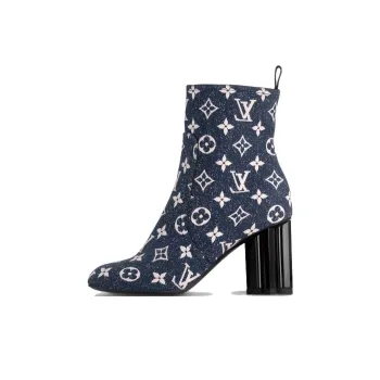 LOUIS VUITTON Silhouette Ankle Boots 8cm Women's Blue