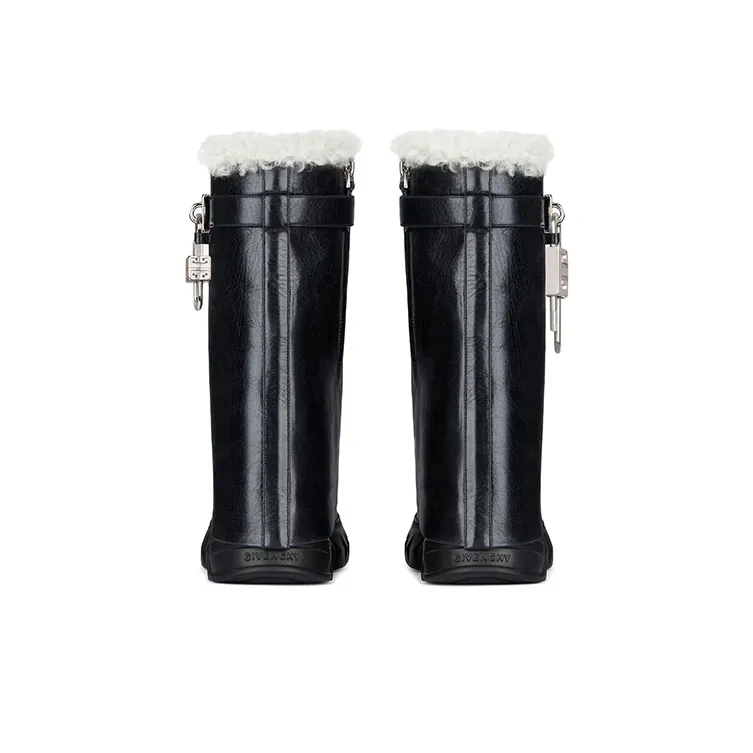 Givenchy Shark Lock Ankle Boots Biker Black Natural Women's-3