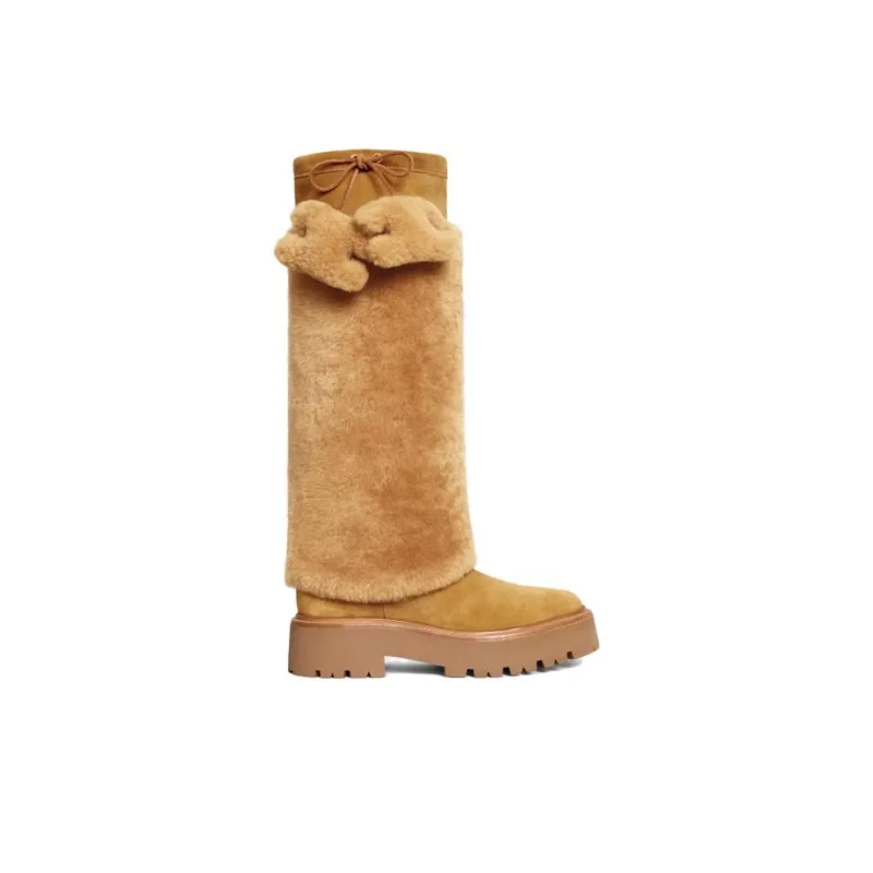 CELINE Triomphe Knee high Boots 4.5cm Women's Brown-1