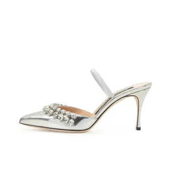 SERGIO ROSSI Godiva Slim Heel Stylish Sandal Women's Silver