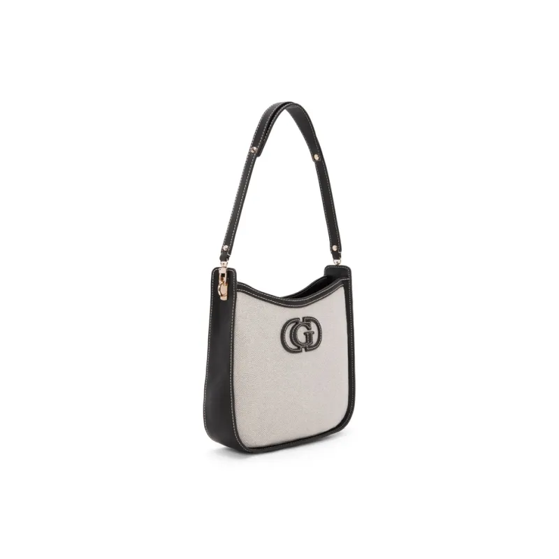GUESS Artificial Leather Shoulder Bag Women's Black White-1