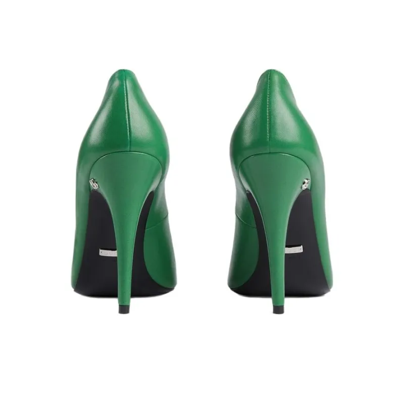 GUCCI Slim Heel High Heels 10.5cm Women's Green-2