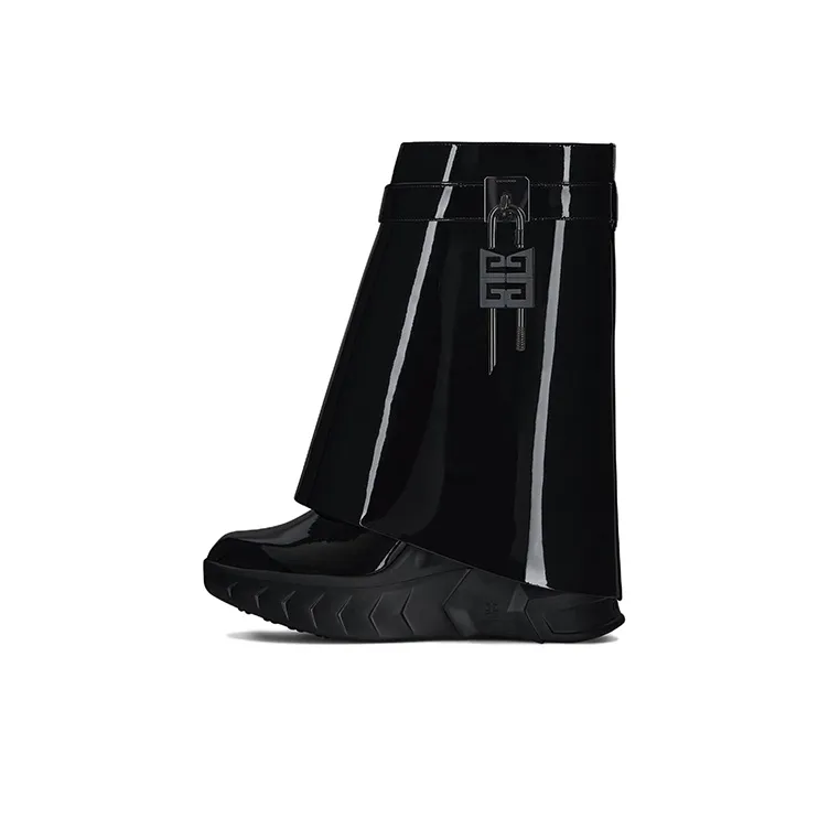 Givenchy Shark Lock Biker Fashion Ankle Boots Women's Black-0