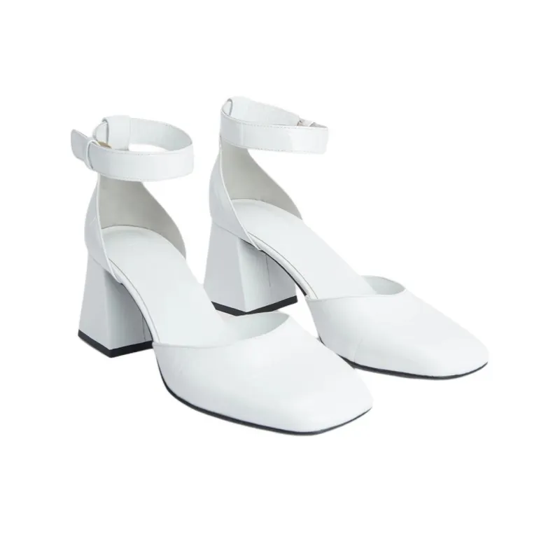 By Far Judy Chunky Heel High Heels 7cm Women's White-3