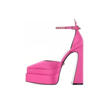 VERSACE Aevitas 160mm Pointy Platform Pumps Light Pink Satin