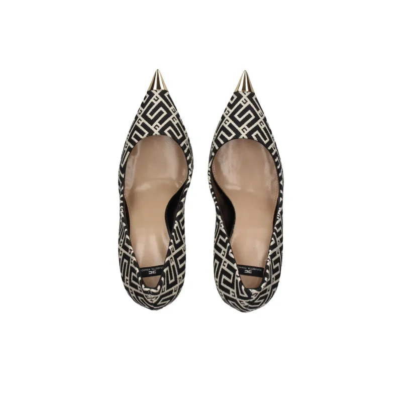 Elisabetta Franchi Slim Heel High Heels 13cm Women's Beige Black-3
