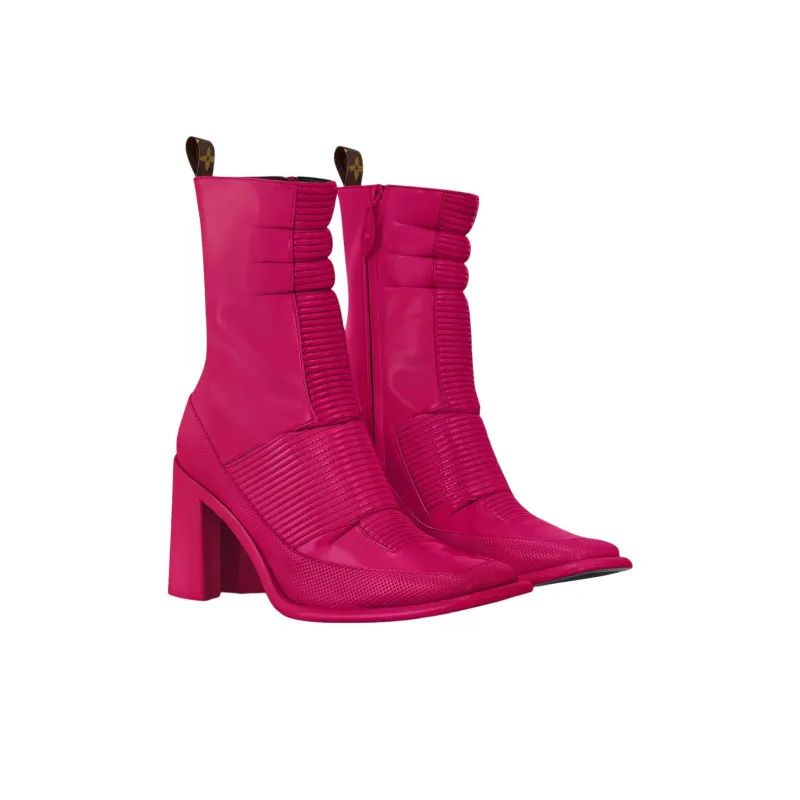 LOUIS VUITTON Berlin Ankle Boots 8cm Women's Red-2