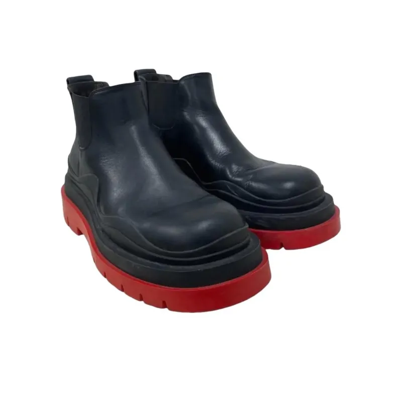 Bottega Veneta Tire Ankle Chelsea Boot Black Red Women's-2
